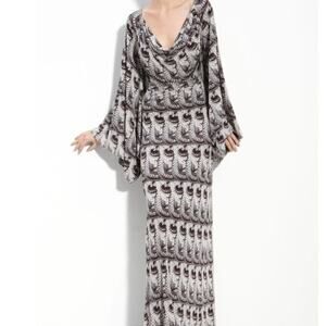 Leifsdottir Python Print Maxi Dress Kimono Sleeves Size XS